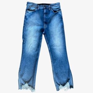 3x1 Empire Crop Flare High Waist Med Wash Blue Jeans Sz 30